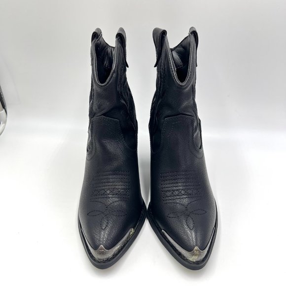 Very Volatile Womens‎ Size 6.5 Black Faux Vegan Leather Western Ankle Boots NEW - Picture 2 of 14
